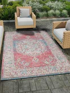ABC Italia Outdoorteppiche<Outdoor-Teppich "Maggio" in Rot/ Hellblau