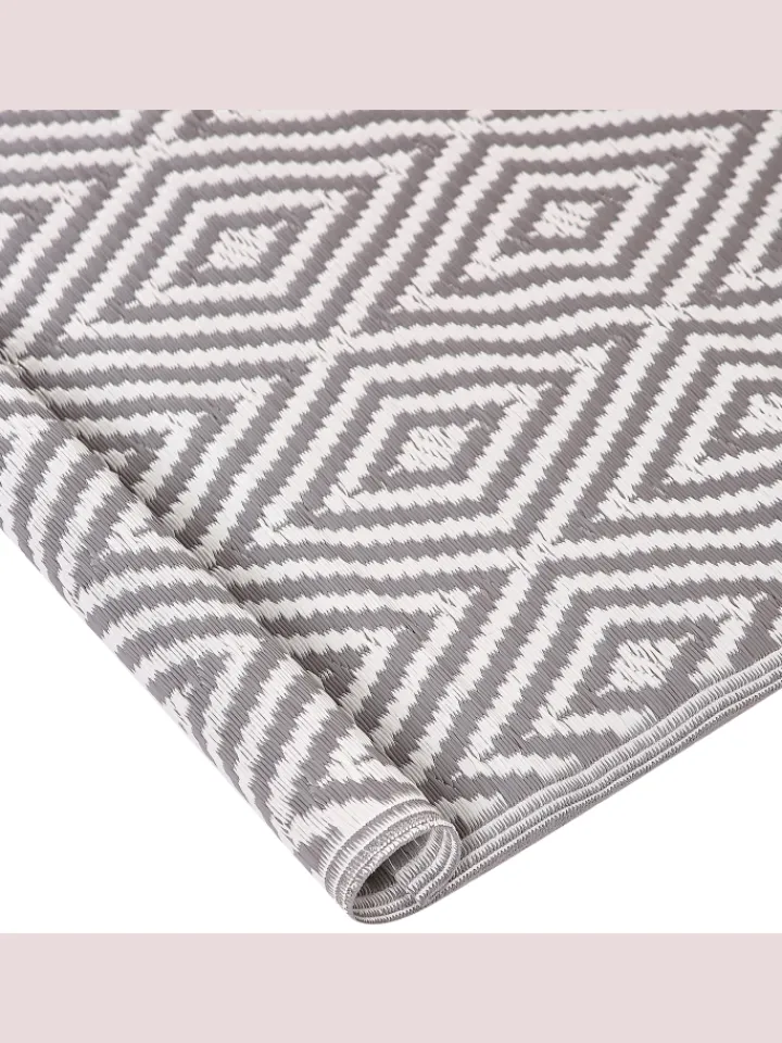 Beliani Outdoorteppiche<Outdoorteppich SIKAR in Grau/Weiß - (W) 120 x (H) 0.5 x (L) 180 cm