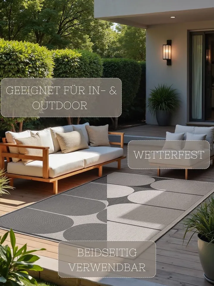 NORTHRUGS Outdoorteppiche<Outdoor-Wendeteppich "Bowen" in Schwarz/ Weiß
