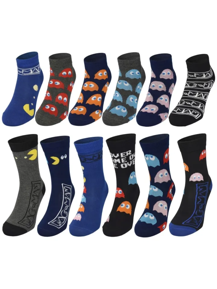 BANDAI Adventskalender<Pac-Man Socken Adventskalender mit 12 Paar Socken kurz und lang in Mehrfarbig