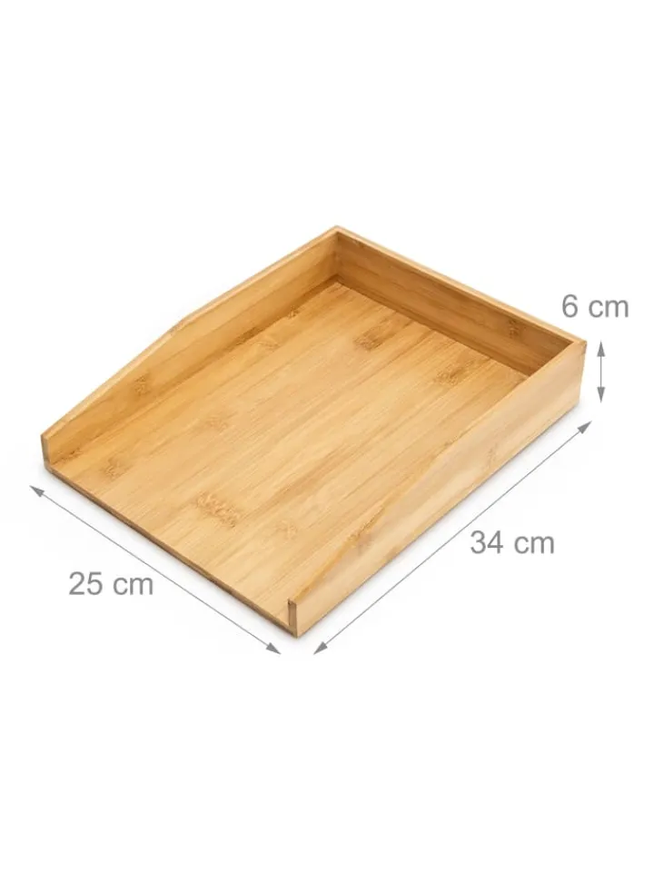 relaxdays Büro- & Schulbedarf<Papierablage in Natur - (B)25 x (H)6 x (T)34 cm