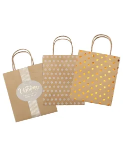 folia PAPER Kreativbedarf & Do-It-Yourself<Papiertüten "X-Mas" in Natur/ Gold - 12 Stück