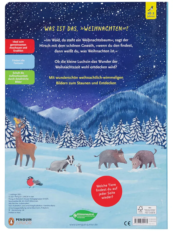 Penguin Junior Bücher<Pappbilderbuch "Im Wald, da steht ein Weihnachtsbaum"