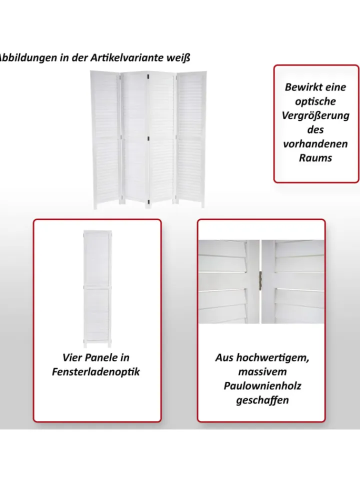 MCW Paravents<Paravant C30 im Shabby-Look, Weiß