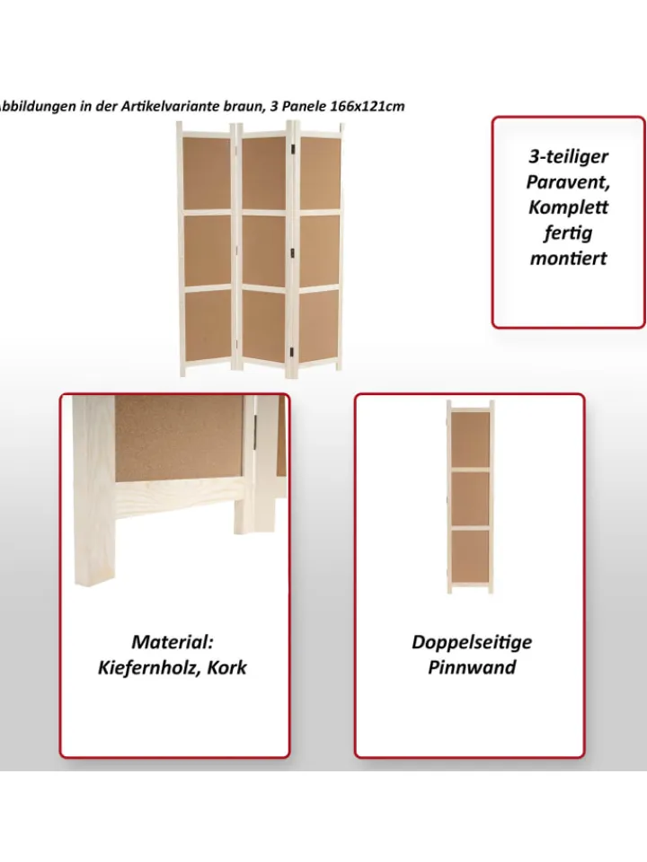 MCW Paravents<Paravant G52, Braun, 3 Panele 166x121cm