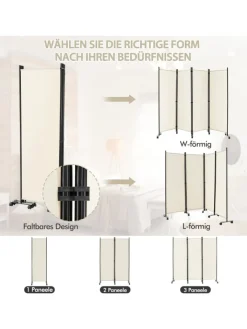 COSTWAY Paravents<Paravent 4 tlg. 173 cm in Beige