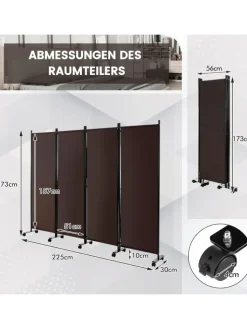 COSTWAY Paravents<Paravent 4 tlg. 173 cm in Braun