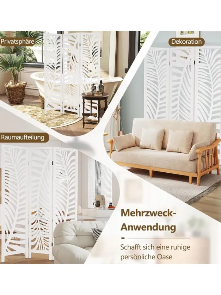 COSTWAY Paravents<Paravent 170 x 121cm in Weiß