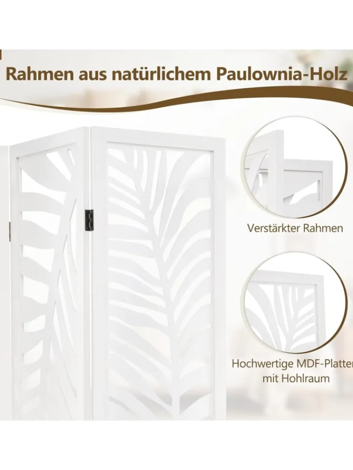 COSTWAY Paravents<Paravent 170 x 121cm in Weiß