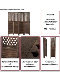 MCW Paravents<Paravent A84 mit Ornamente, Weiß