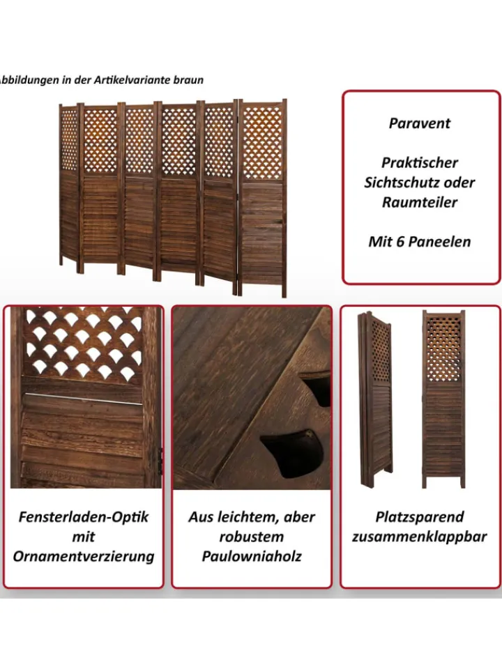 MCW Paravents<Paravent A84 mit Ornamente, Weiß