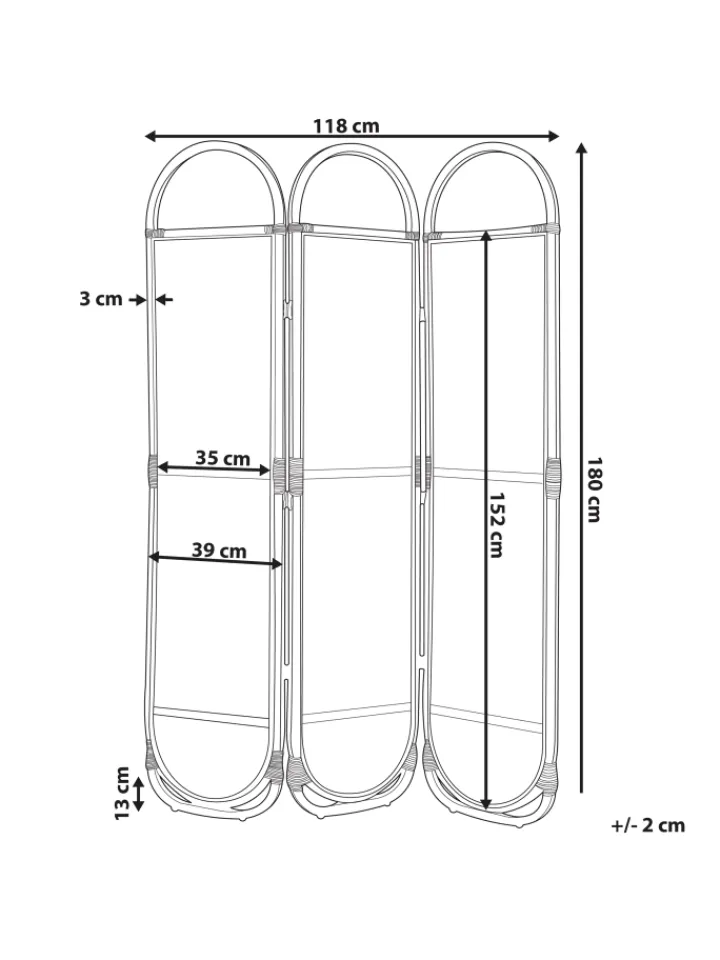 Beliani Paravents<Paravent CORTONA in /Braun/Schwarz - (W) 118 x (H) 180 x (L) 3 cm