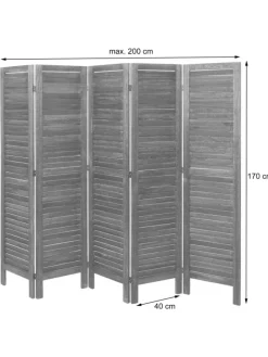 MCW Paravents<Paravent G30 im Shabby-Look, Grau-braun