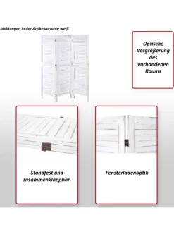 MCW Paravents<Paravent G30, Shabby-Look, Weiß