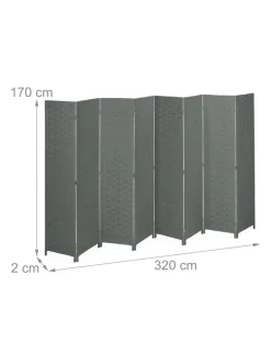 relaxdays Paravents<Paravent in Grau - (B)320 x (H)170cm