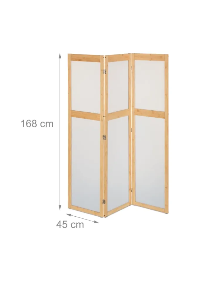 relaxdays Paravents<Paravent in Natur/ Weiß - (B)135,5 x (H)168 cm