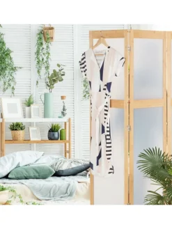 relaxdays Paravents<Paravent in Natur/ Weiß - (B)135,5 x (H)168 cm