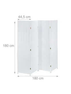 relaxdays Paravents<Paravent in Weiß - (B)180 x (H)180 cm