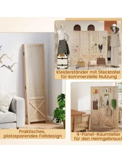 COSTWAY Paravents<Paravent mit Stecktafel in Hellbraun