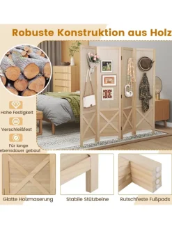 COSTWAY Paravents<Paravent mit Stecktafel in Hellbraun