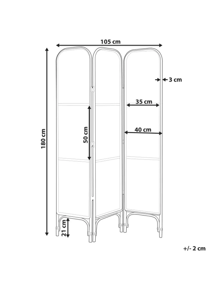 Beliani Paravents<Paravent POTENZA in /Braun/Schwarz - (W) 105 x (H) 180 x (L) 3 cm