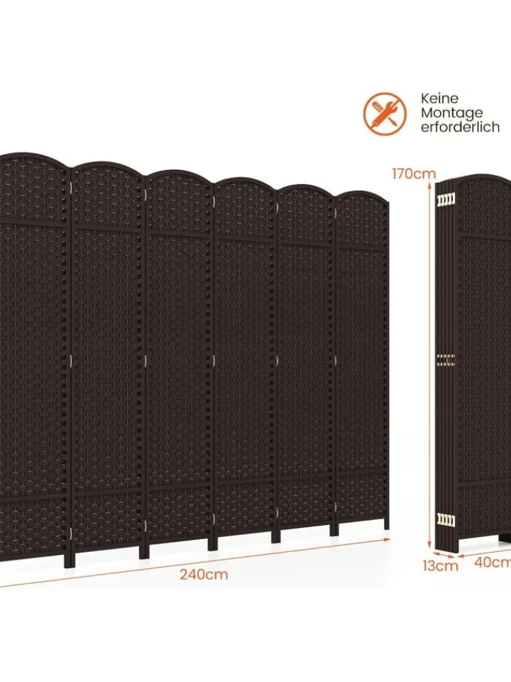 COSTWAY Paravents<Paravent 240x170cm in Braun