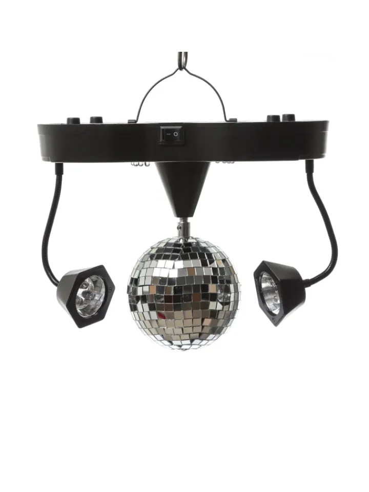 SATISFIRE Lichterketten & Dekobeleuchtung<Party Disco Effekt Spiegelkugel mit 2 Schwanenhals Spots H: 22cm in bunt