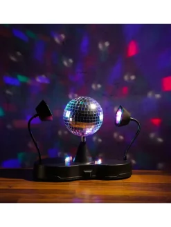 SATISFIRE Lichterketten & Dekobeleuchtung<Party Disco Effekt Spiegelkugel mit 2 Schwanenhals Spots H: 22cm in bunt