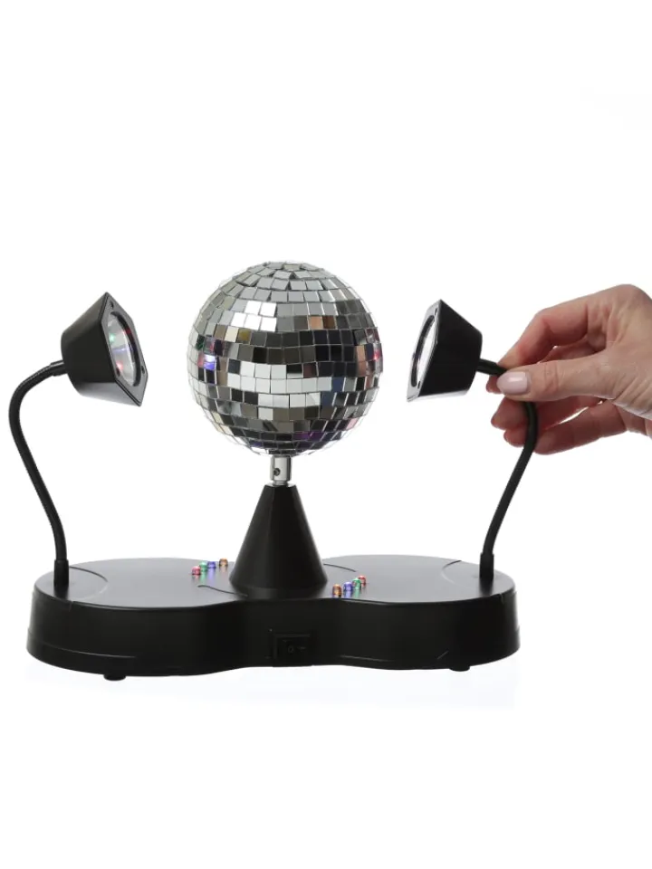 SATISFIRE Lichterketten & Dekobeleuchtung<Party Disco Effekt Spiegelkugel mit 2 Schwanenhals Spots H: 22cm in bunt