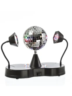 SATISFIRE Lichterketten & Dekobeleuchtung<Party Disco Effekt Spiegelkugel mit 2 Schwanenhals Spots H: 22cm in bunt