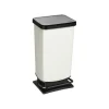Rotho Mülleimer<Paso Mülleimer 40l mit Pedal und Deckel in Cremeweiß metallic