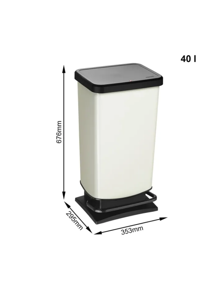 Rotho Mülleimer<Paso Mülleimer 40l mit Pedal und Deckel in Cremeweiß metallic