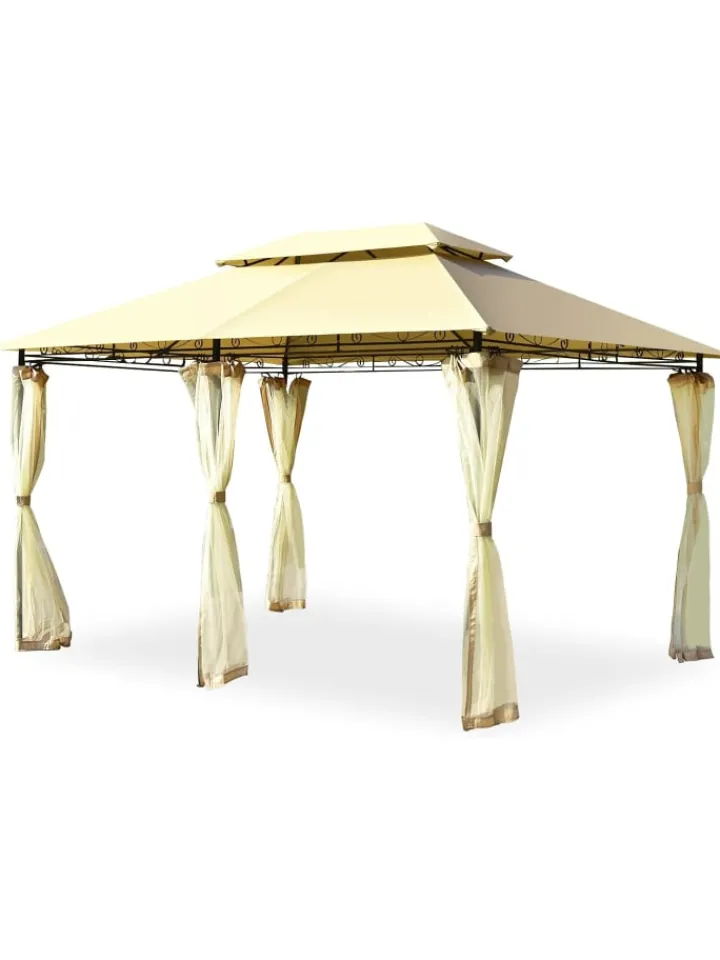 COSTWAY Gartenmöbel<Pavillon Metall 3x4m in Beige