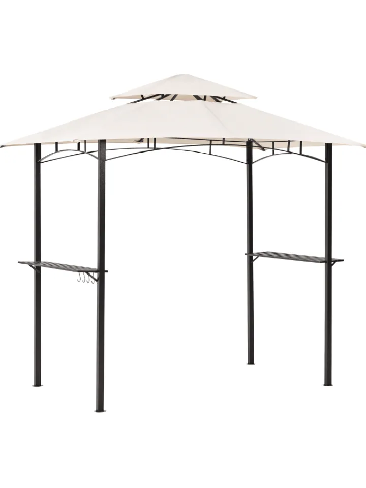 Beliani Gartenmöbel<Pavillon NARO in Beige/Schwarz - (W) 240 x (H) 245 x (L) 148 cm