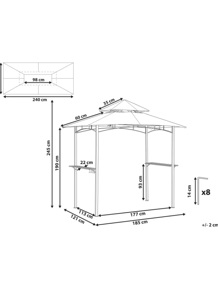 Beliani Gartenmöbel<Pavillon NARO in Beige/Schwarz - (W) 240 x (H) 245 x (L) 148 cm