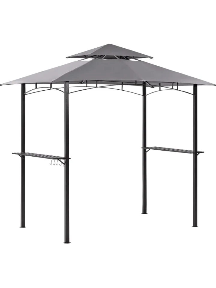 Beliani Gartenmöbel<Pavillon NARO in Grau/Schwarz - (W) 240 x (H) 245 x (L) 148 cm