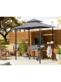Beliani Gartenmöbel<Pavillon NARO in Grau/Schwarz - (W) 240 x (H) 245 x (L) 148 cm