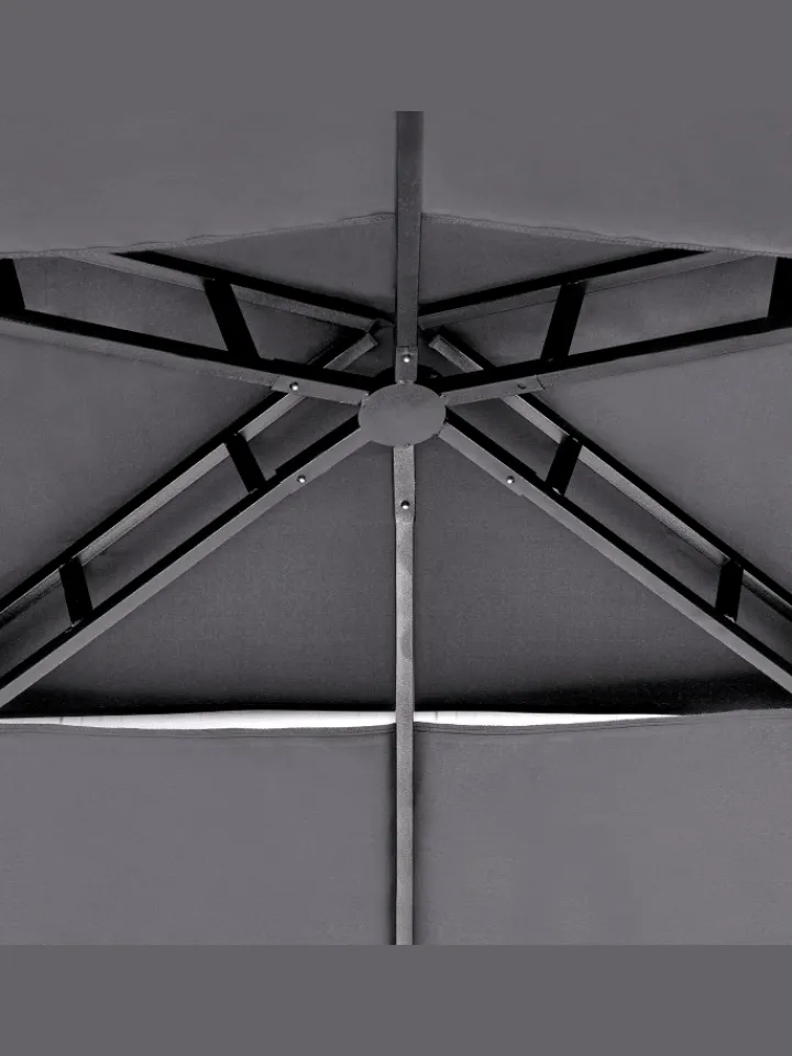 Beliani Gartenmöbel<Pavillon NARO in Grau/Schwarz - (W) 240 x (H) 245 x (L) 148 cm