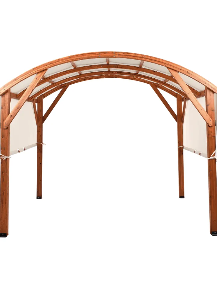 Beliani Gartenmöbel<Pavillon SCOPELLO in Braun/Weiß - (W) 303 x (H) 257 x (L) 300 cm