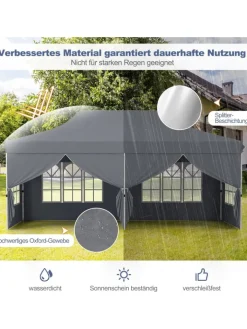 COSTWAY Gartenmöbel<Pavillon 3x6m in Grau