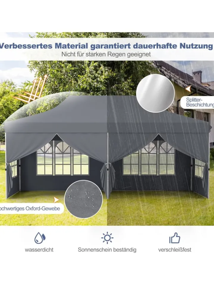 COSTWAY Gartenmöbel<Pavillon 3x6m in Grau