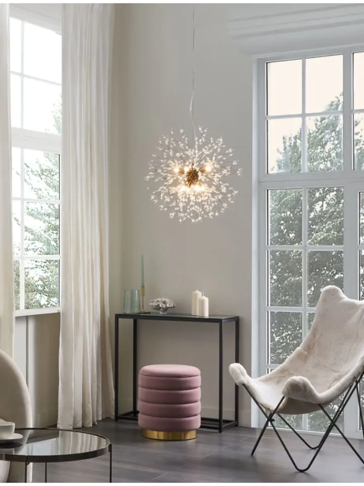 Beliani Decken- & Hängeleuchten<Pendelleuchten TOROLA in Gold/Transparent - (W) 56 x (H) 192 x (L) 56 cm