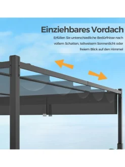 COSTWAY Gartenmöbel<Pergola mit Schiebedach 3,1x3,1m in Grau