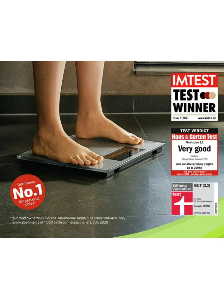Soehnle Technik|Pflege & Gesundheit<Personenwaage "PWD Shape Sense Connect 200" in Grau - (L)39 x (B)33,5 cm