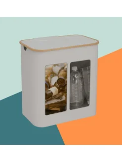 relaxdays Mülleimer<Pfandflaschen-Sammelbehälter in Beige - 140 Liter