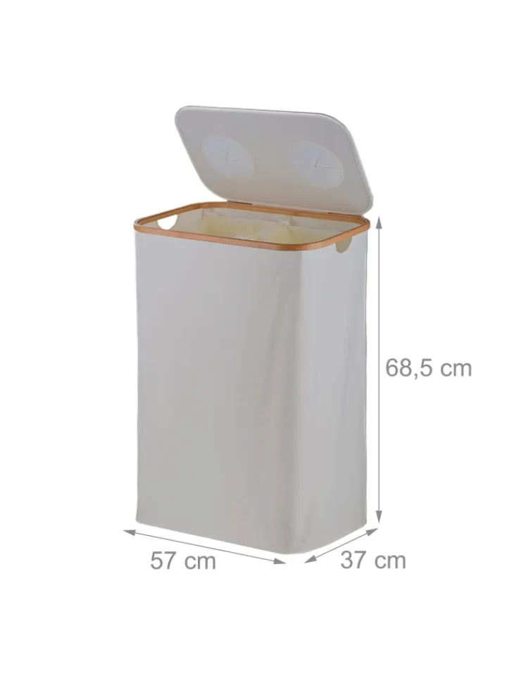 relaxdays Mülleimer<Pfandflaschen-Sammelbehälter in Beige - 140 Liter