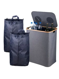 relaxdays Mülleimer<Pfandflaschen-Sammelbehälter in Grau - 140 Liter
