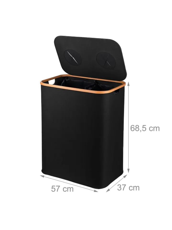 relaxdays Mülleimer<Pfandflaschen-Sammelbehälter in Schwarz - 140 Liter