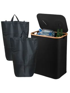 relaxdays Mülleimer<Pfandflaschen-Sammelbehälter in Schwarz - 170 Liter