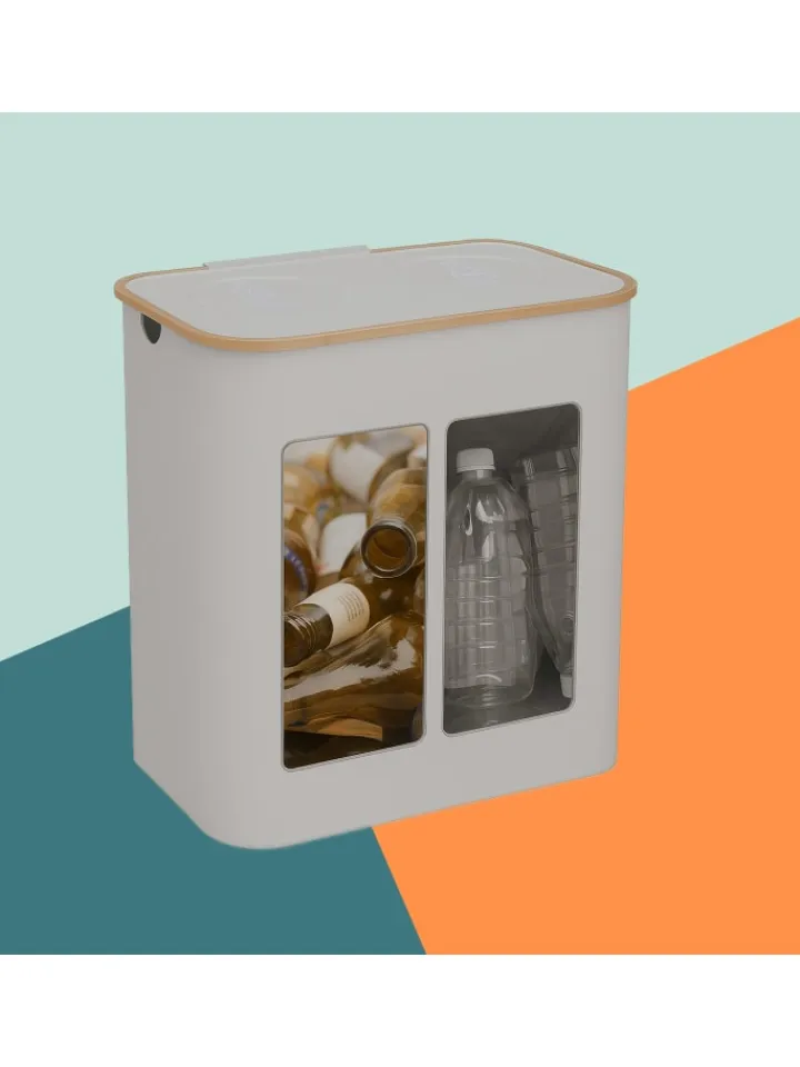 relaxdays Mülleimer<Pfandflaschen-Sammelbehälter in Beige - 170 Liter